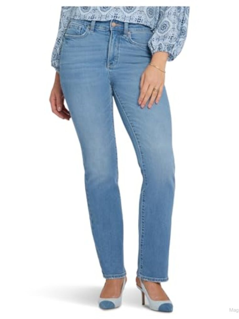 High Rise Straight Leg Jeans Lift Tuck Tech Stretch Cotton